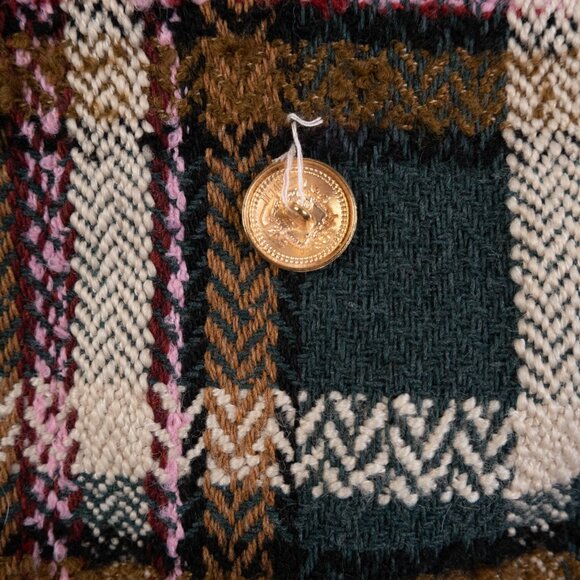 PINK LILY plaid mini skirt with gold buttons size S - Picture 8 of 9